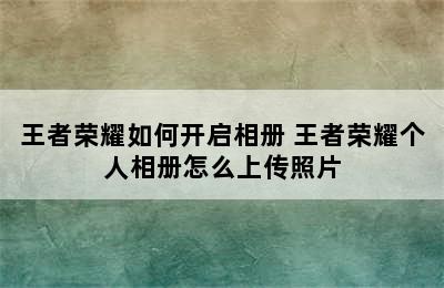 王者荣耀如何开启相册 王者荣耀个人相册怎么上传照片